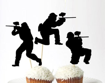 Set of 24Pcs -  Paintball Cupcake Topper