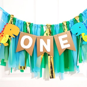 Personalized Dinosaur Birthday High Chair Banner, Smash Cake Photo Prop.