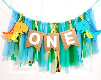 Personalized Dinosaur Birthday High Chair Banner, Smash Cake Photo Prop.
