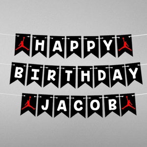 Personalized Basketball Jumpman Birthday Banner, Basketball Birthday, Sport Banner