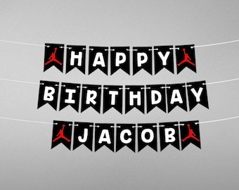 Personalized Basketball Jumpman Birthday Banner, Basketball Birthday, Sport Banner