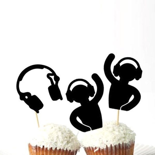 Set of 24Pcs - DJ REMIX & Headphone Cupcake Toppers