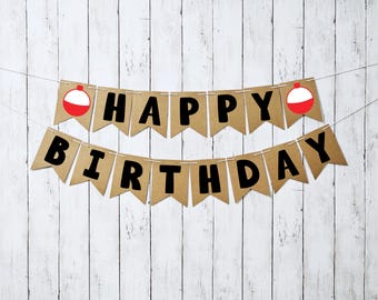 Bobber Happy Birthday Banner, The Big ONE First Birthday, Ofishally One Birthday, First Year Fishing Birthday Banner, Big One Party Decor