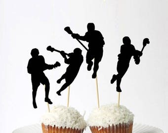 Set of 24Pcs Lacrosse Cupcake Toppers