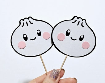 2.5inch Cute Dumpling Cupcake Toppers