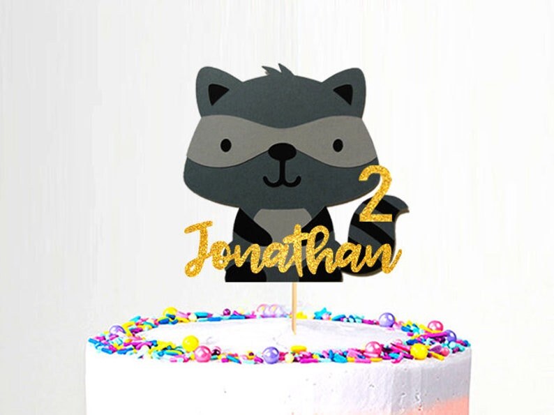 Personalized Racoon Cake Topper, Birthday Topper, Cake Decoration - Etsy