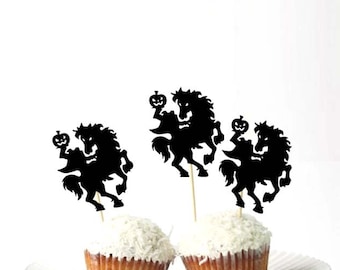 Set of 12Pcs - Halloween Headless Horseman Cupcake Topper