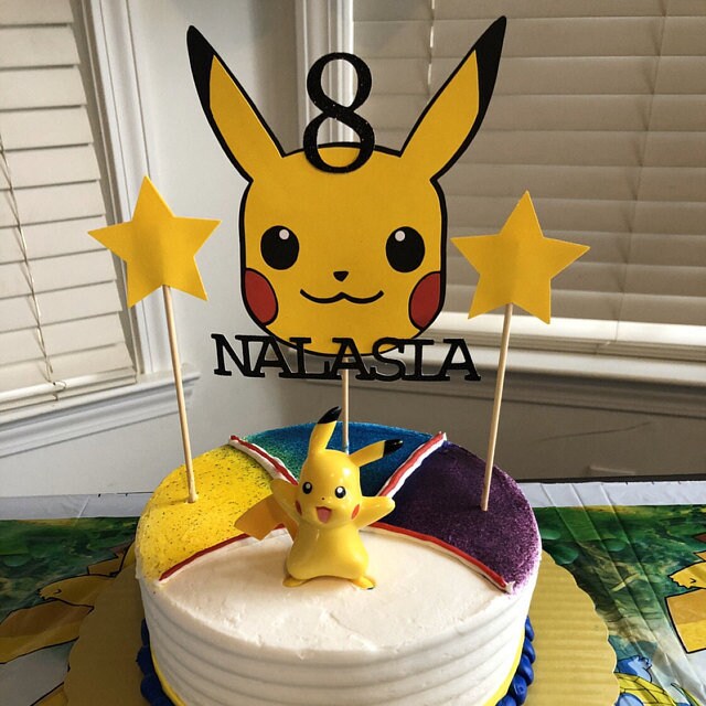 Personalized Pikachu Theme Cake Topper | Etsy