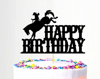 Rodeo Cake Topper, Bucking Horse, Cowboy Cake Topper