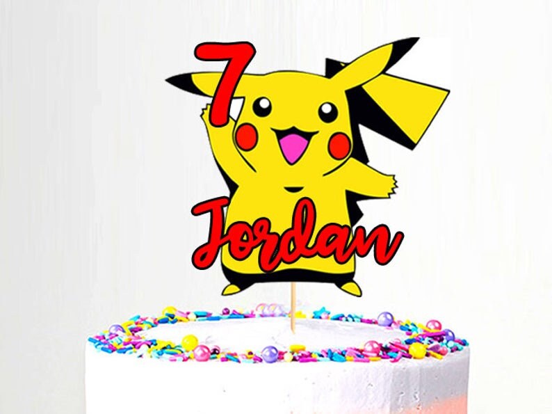 Personalized Pikachu Theme Cake Topper | Etsy