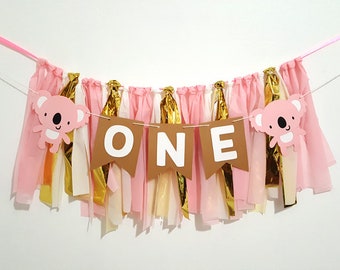 Personalized Koala Birthday High Chair Banner, Smash Cake Photo Prop.