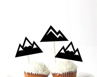 Set of 24Pcs - Mountain Cupcake Toppers,