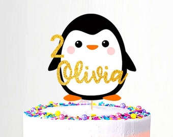 Personalized Penguin Cake Topper