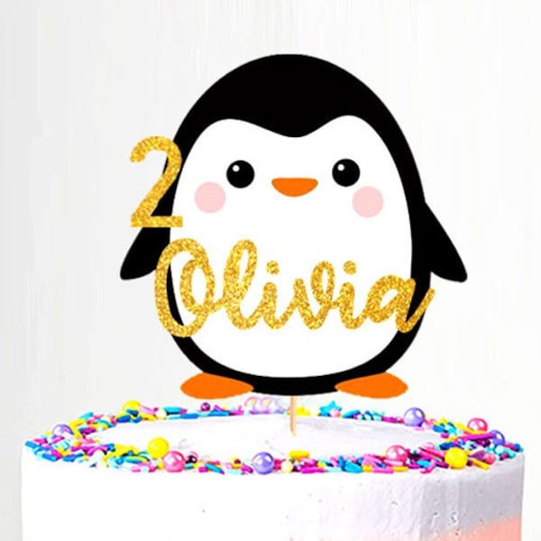 Personalized Penguin Cake Topper