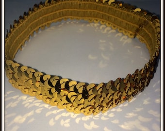 Gold 1" Stretch Sequin Headband  Softball Basketball Volleyball Soccer Track Team