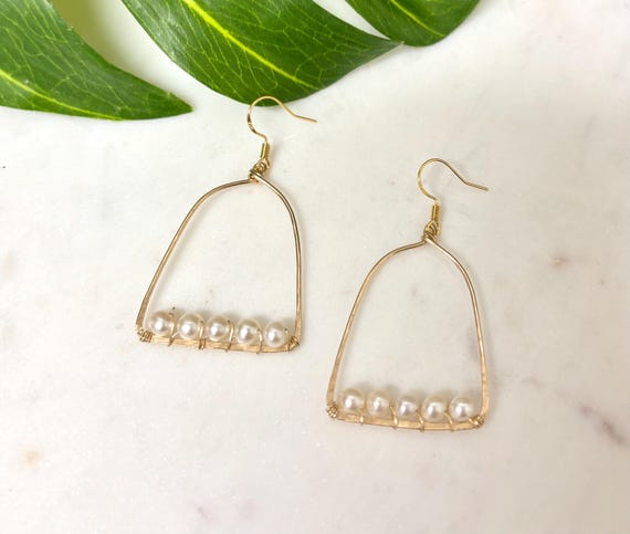 Arched Window White Pearl Earrings