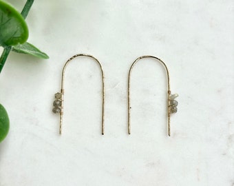 14k GF Labradorite Threader Earrings