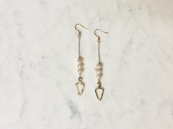 14k GF Arrow Freshwater Pearl Earrings