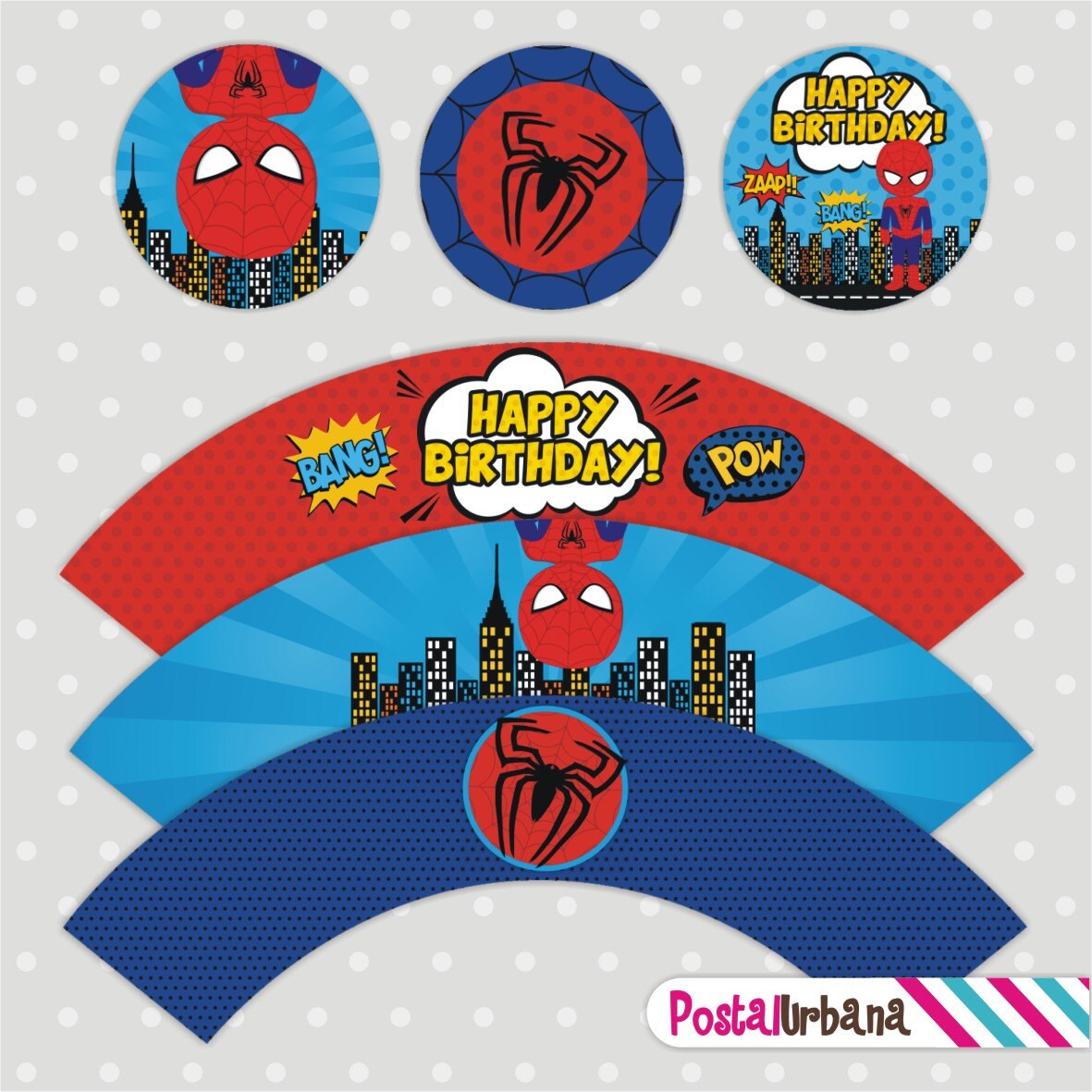Cupcake Toppers & Cupcake Wrappers Spiderman Inspired - Etsy