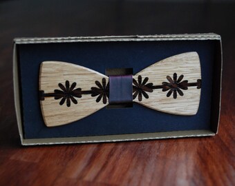 Wooden Bow Tie - Flowers