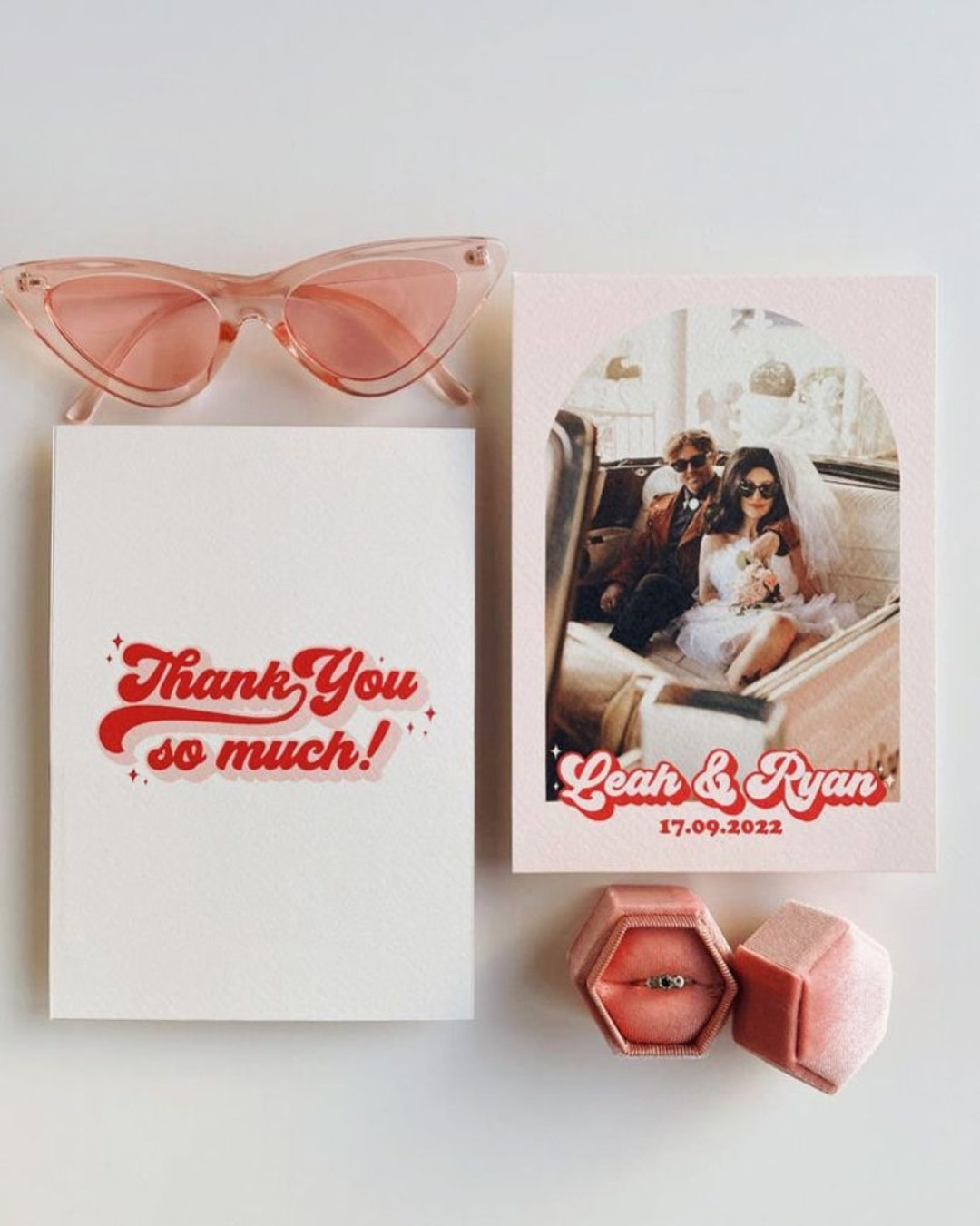 Vegas Elopement Wedding Thank You Cards, 5x7 Flat Photo Thank You Cards