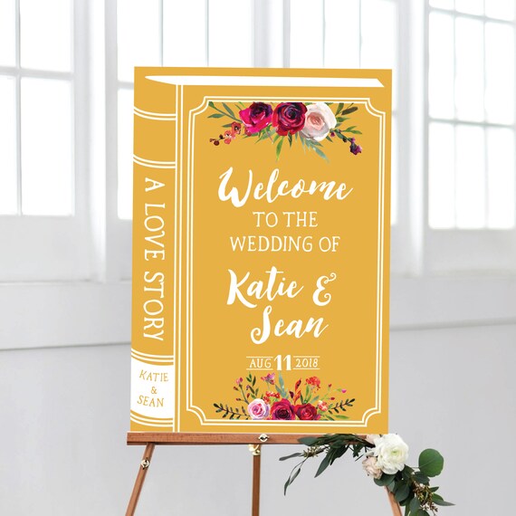 Love Story Personalised Welcome To Our Wedding Sign Free Uk Etsy