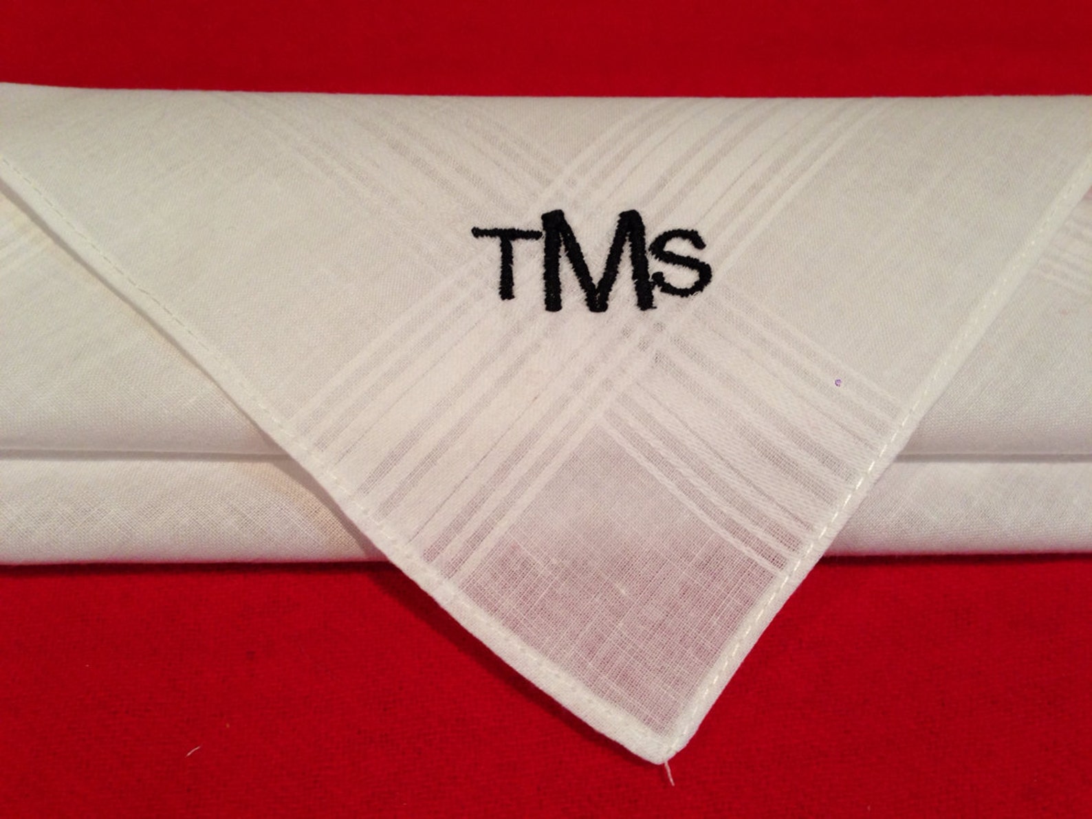 Monogram Handkerchief Mens Cotton Personalized Custom Etsy