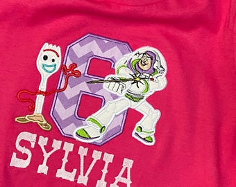 Birthday Theme Shirt Toy Story Buzz Lightyear Forky Disney Princess Tutu Set Boy Girl - customizable