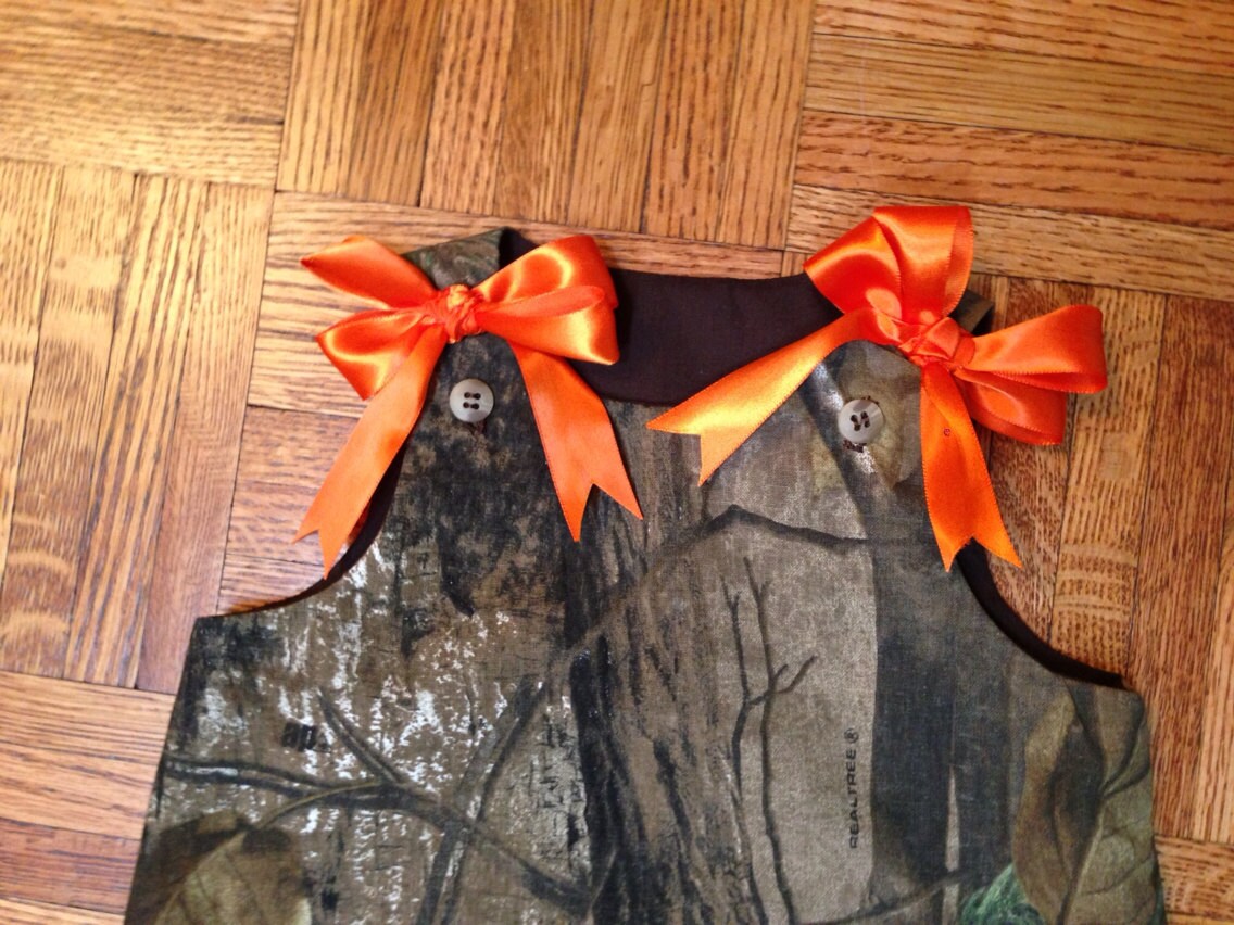 Camo infant baby dress pink or orange made to order Etsy