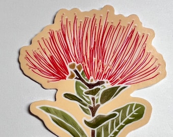 Hawaiian flower sticker - 'ōhi'a lehua