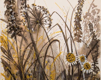 Seed heads - original art gouache on watercolour paper  ready to frame original artwork