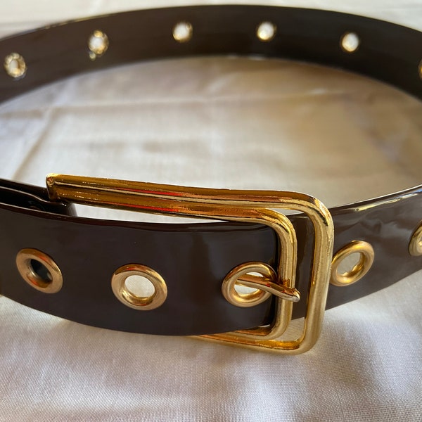 Vintage Brown Paten Leather Belt