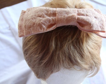 Vintage 1960 Light Pink brocade cummerbund and matching bow headpiece.