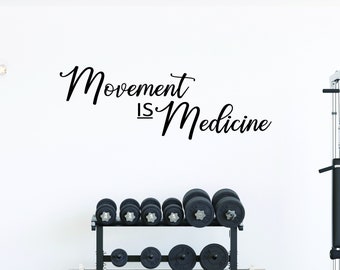 MOVEMENT IS MEDICINE Fitness Wall Decal, Gym Wall Decal, Physical Therapy Sign, Cycling Wall Decor Decal. Physical Therapy Sign