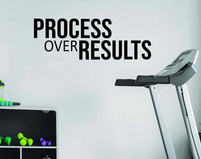 PROCESS OVER RESULTS Fitness Wall Decal Lettering, Office Sign Vinyl Decal, Physical Therapy, Gym Sticker Sign. Chiropractor Sign