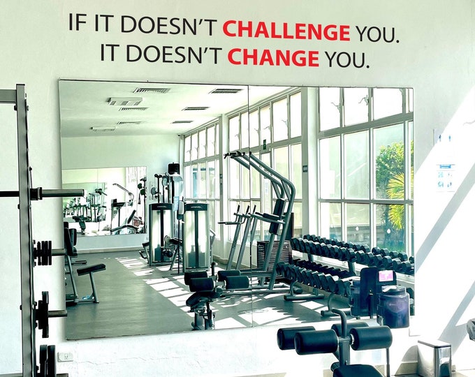 Gym Decor Ideas, Gym Design Ideas, Ideas for Home Gym, Office Wall Sign, Classroom Wall Sign, Cycle Room Idea, If It Doesn't Challenge You.
