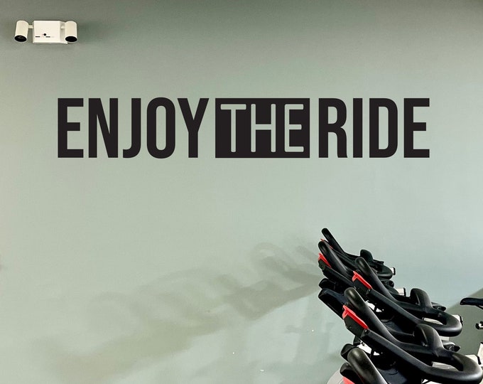 ENJOY THE RIDE Wall Sticker, Cycling Wall Decal, Fitness Studio Wall Decal, Home Gym Ideas, Fitness Gift, Gym Decor