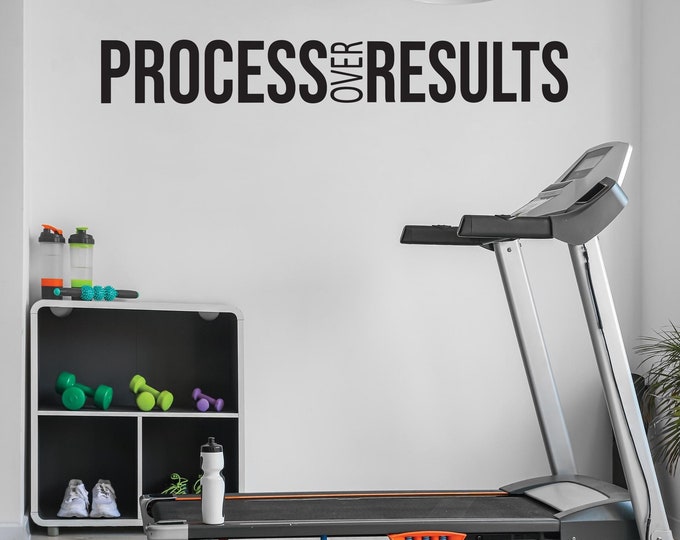 PROCESS OVER RESULTS Gym Wall Decal, Fitness Wall Decal, Physical Therapy Sign, Chiropractor Sign. Office Wall Decal. Sticker for Gym