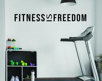 FITNESS IS FREEDOM Gym Wall Decal, Gym Design Ideas, Physical Therapy Sign, Fitness Decor, Cycling Decor, Wall Decal for Gym, Gift Idea 230