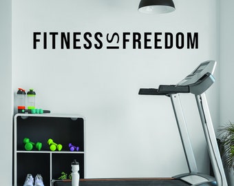 FITNESS IS FREEDOM Gym Wall Decal, Gym Design Ideas, Physical Therapy Sign, Fitness Decor, Cycling Decor, Wall Decal for Gym, Gift Idea