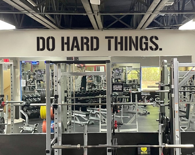 DO HARD THINGS. Gym Wall Decal Idea, Gym Quote Decor, Fitness Decor, Home Gym Design Idea, Fitness Wall Decal, Cycling Quote decor 027