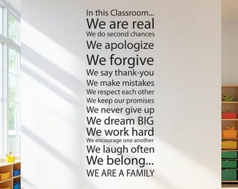 Classroom Decor. Teacher Gift, School decorating. In this classroom.... Vinyl Wall Art Typography