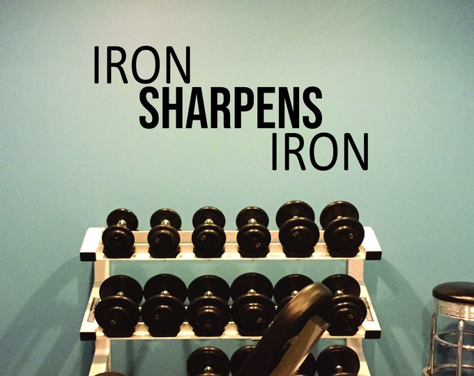 IRON SHARPENS IRON, Fitness Wall Decal, Cycling Wall Decal, Physical Therapy Quote, Garage Gym Ideas, Office Wall Decal, Classroom Decor