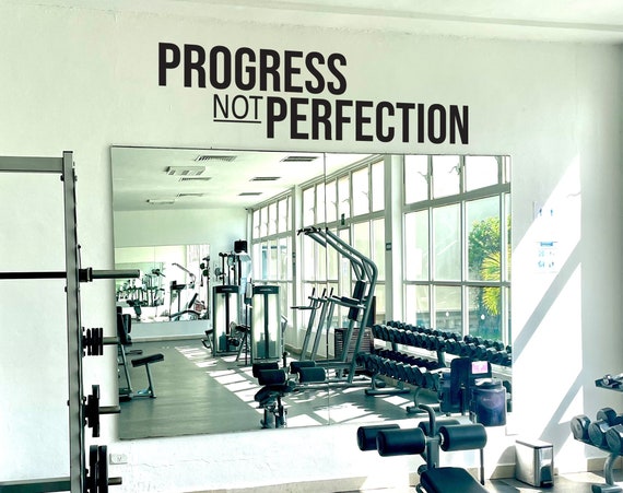 PROGRESS NOT PERFECTION Gym Wall Decal, Fitness Wall Decal, Motivational Quote, Cycling Wall Decor Decal. Cycling Sticker, Fitness Gift