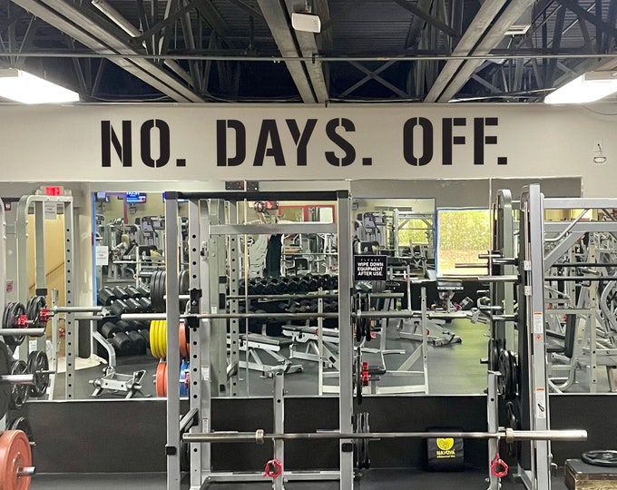 NO. DAYS. OFF. Gym Wall Decal Idea, Gym Quote Decor, Fitness Decor, Home Gym Design Idea, Fitness Wall Decal, Cycling Decal Decor