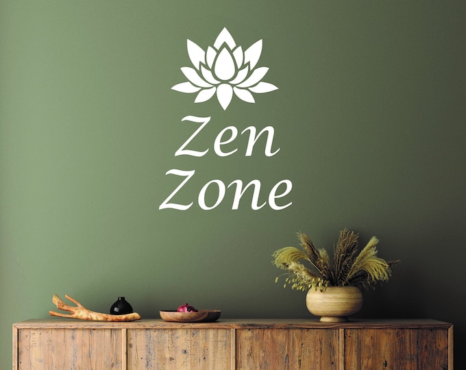 ZEN ZONE Wall Decal, Gym Wall Decal, Yoga Wall Decal, Zen Quote Wall Decal, Home Yoga Studio Design Ideas