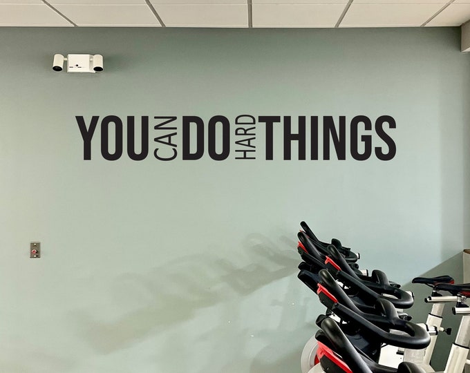 Cycling Studio Decor, Home Cycling Room Ideas, Home Gym Design Ideas, Office Wall Decor. You Can Do Hard Things, Gift Idea
