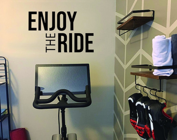 ENJOY THE RIDE Fitness Wall Decal, Gym Design Idea, Cycle Room Decor, Biking Decor, Ideas for Bike Room. 025