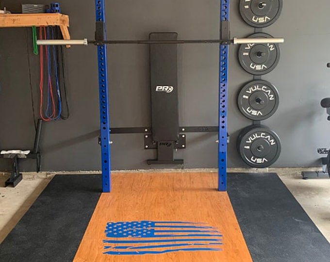 Distressed American Flag Decal, Fitness Decal, Flag Decor Ideas, Squat Platform Decal, Dead Lift Platform Decal