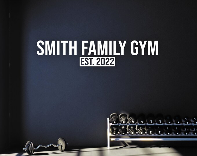 Personalized Custom Home Gym Name Decal, DISCIPLINE DEDICATION DETERMINATION, Home Gym Design Idea, Family Name Gym Fitness Gift Idea- OPT15